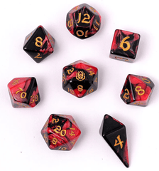 Hymgho Dice: 8 Set Polyhedral Wyrmforged Rollers Rounded Resin Blood Pact HY02013